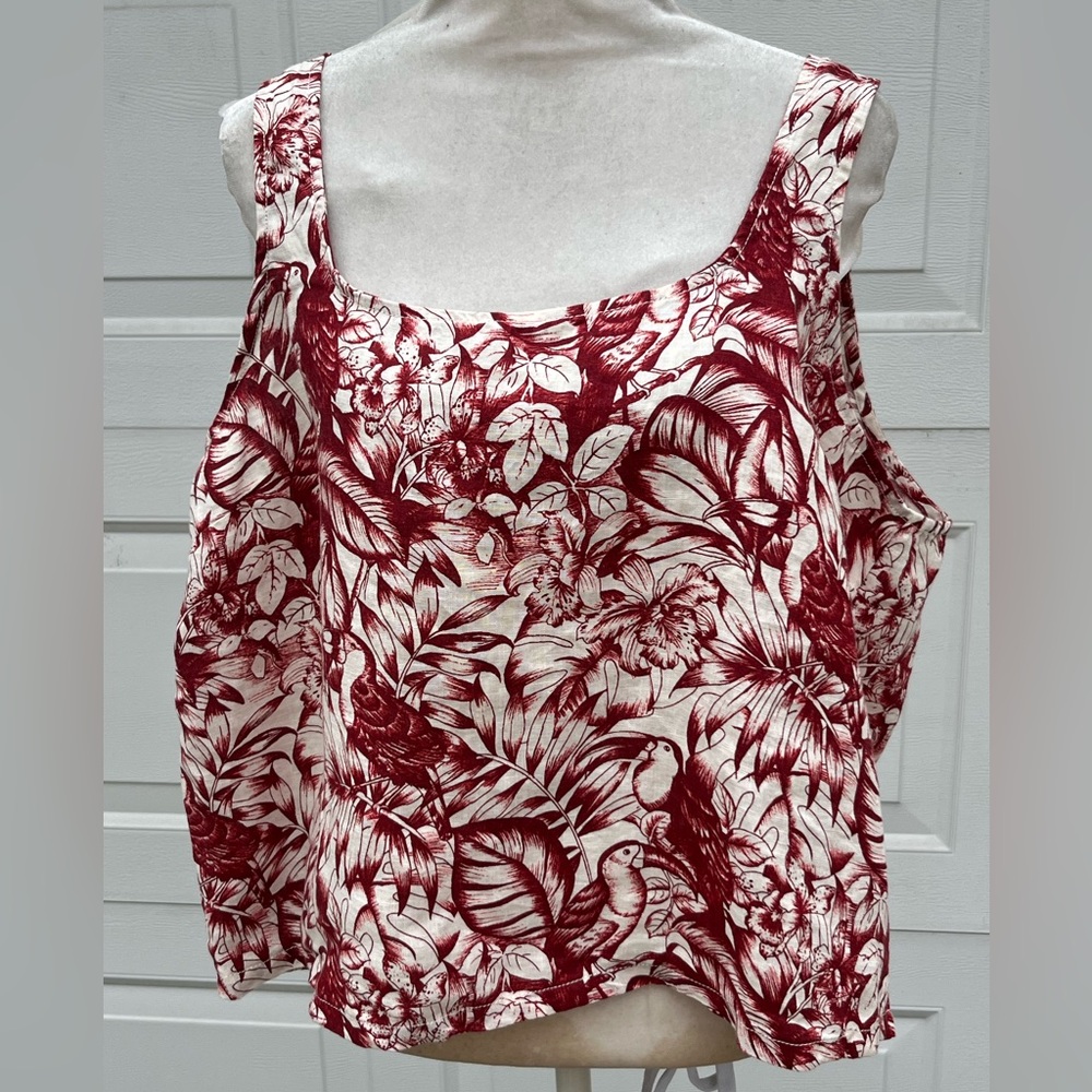 Women 's Racheal Zoe floral Linen top sleeves less XL/TG